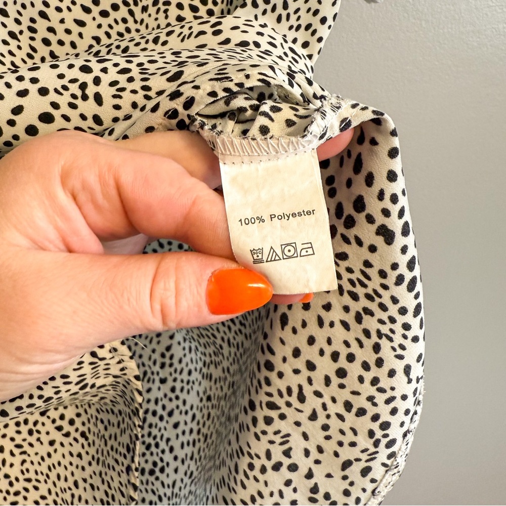 PrettyGarden Animal Print Pom Trim Blouse Size Large - Picture 4 of 6